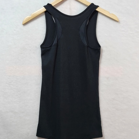 Under Armour HeatGear Ribbed Racerback Tank Top Black Womens XS Fitted Mesh - Picture 5 of 7